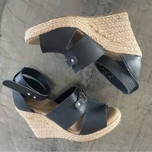 Nautica Navy Blue Espadrilles Wedge Sandals Size 5.5